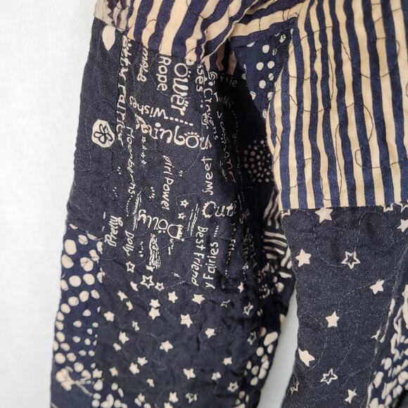 Vintage quilt patchwork coat Size XL black and tan Grandmacore Retro Cottage - Picture 6 of 9